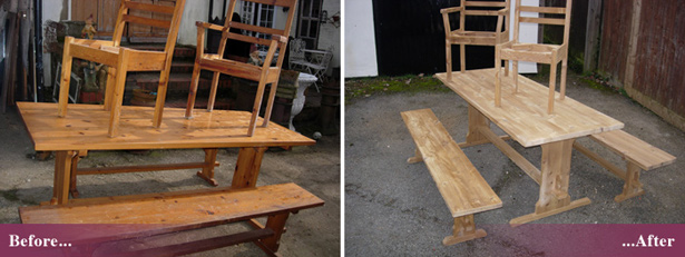 Garden furniture stripping